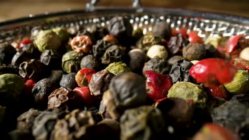 Fragrant Spicy Seeds of Dry Peppers Peas Close Up