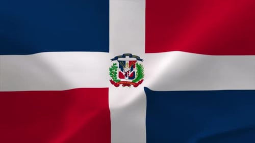 Waving Dominican Republic National Flag Realistic Animation