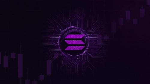 Futuristic Solana Cryptocurrency Logo Reveal with Digital Background
