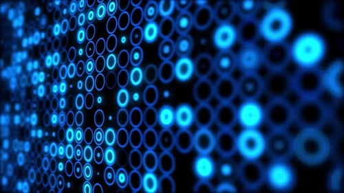 Futuristic Digital Grid of Pulsating Blue Circles