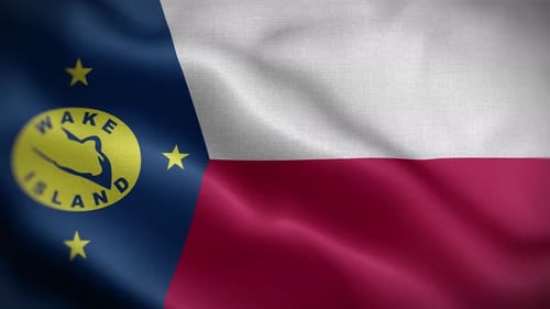 Waving Flag of Wake Island Realistic Fabric Motion Graphic
