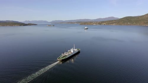 Shuttle Ferry Service in Norway Transporting Passengers and Vehicles