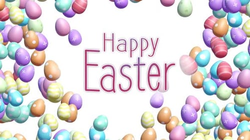 Seamless Looping Happy Easter Background with Decorative Eggs