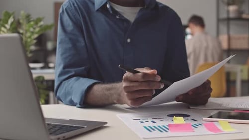 Black Man Working in Office