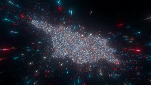 Futuristic Particle Map Animation for Digital Data Visualization