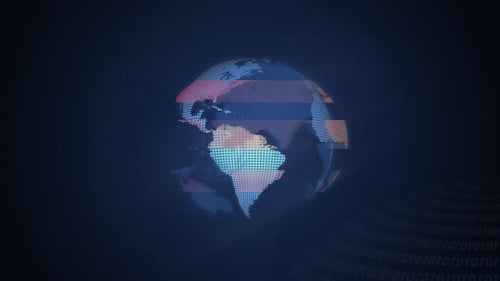 sich drehender Globus auf blauem Hintergrund