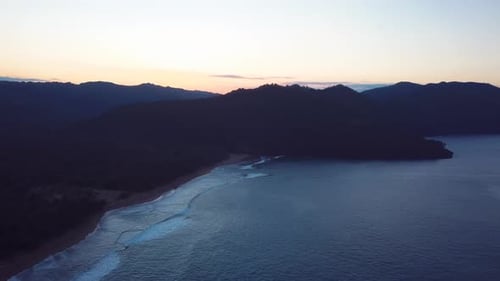 Sunset Beach With Mountains And Waves 3 4k 24fps