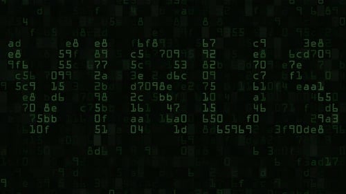 Scrambled Hexadecimal Code Glitch Digital Background Animation