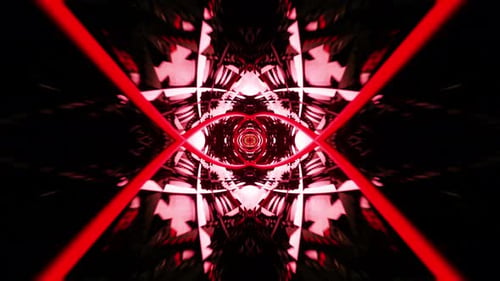 Mirror tunnel with red pipes. Looped animation