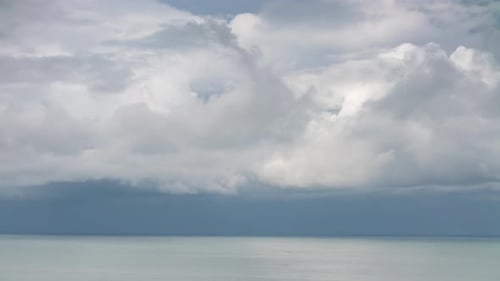 Storm Rainy Clouds Moving Over the Sea Horizon