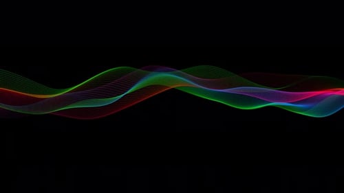 Neue Farbtechnologie Digitale Partikelwellenbewegung auf schwarzem Hintergrund
