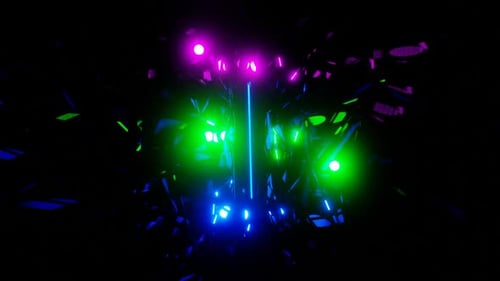 Flight in abstract sci-fi tunnel seamless loop. Futuristic motion graphics