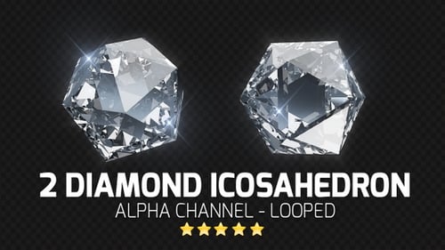 Two Rotating Crystalline Icosahedron Diamonds with Alpha Channel