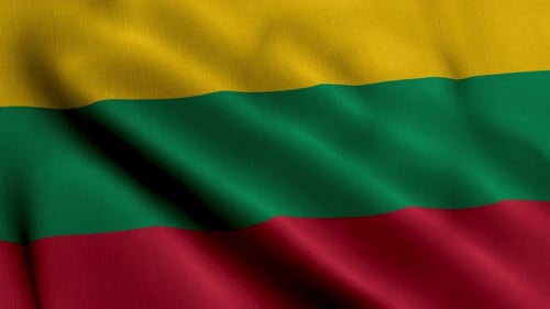 Waving Lithuanian Flag Realistic Fabric Loop Background
