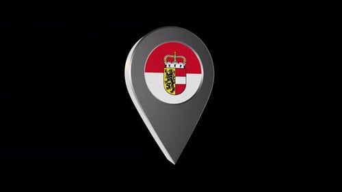 3D Rotating Metallic Map Pin with Austria Flag Emblem