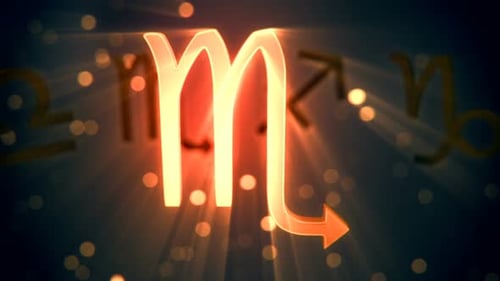 Glowing Scorpio Zodiac Symbol 3D Animation