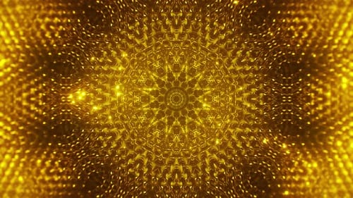Shimmering Golden Star Kaleidoscope Motion Background