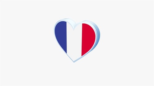 3D Animated French Flag Heart Loop
