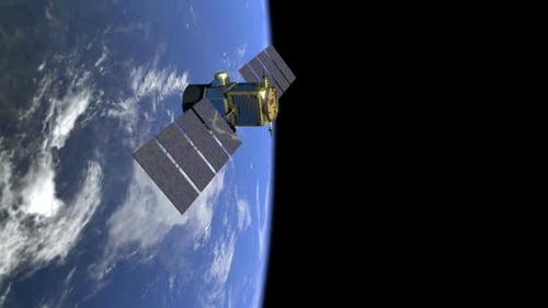 Realistic Satellite Orbiting Planet Earth in Space