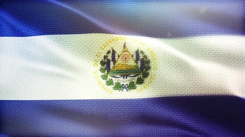 Waving El Salvador Flag with Fabric Texture Seamless Loop Background