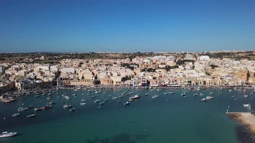 Aerial View of Marsaxlokk Harbour, Malta