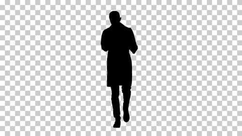 Silhouette Doctor walking, Alpha Channel