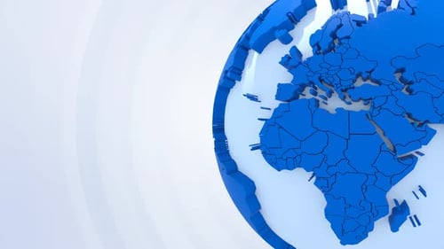 Blue 3D Globe World Map Animation for Corporate Broadcasts