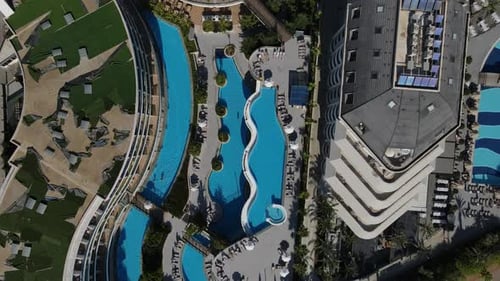Aerial View of a Large Luxury Hotel and Pool