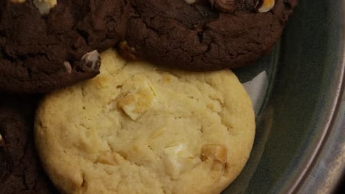 Close Up of Chocolate Chip Cookies on Plate