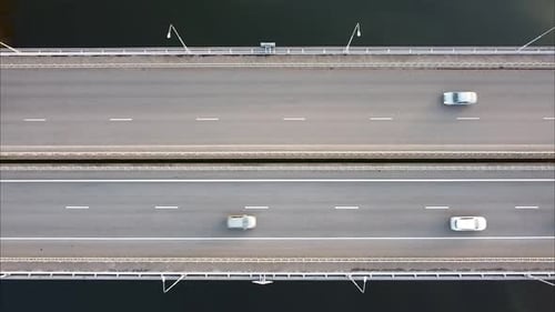 Highway, a Bird's-eye View of the Highway. Shooting From a Drone