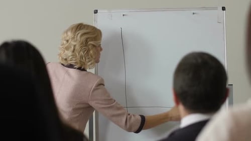 Woman Presents Graph at a Business Meeting