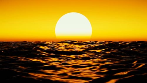 Abstract Sun Setting Over Golden Ocean Waves Loop