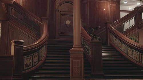 Grand Wooden Staircase Interior Classic Design Animation