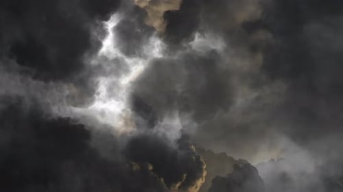 4k dark, thick cumulonimbus clouds