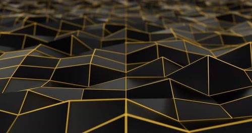 Black and Gold Geometric Abstract Waving Polygonal Background