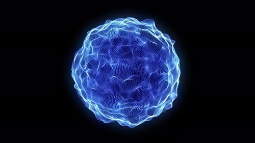 Abstract Glowing Particle Sphere Digital Energy Loop