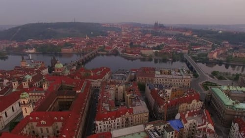 Prager Stadtansicht und Moldau, Luftaufnahme