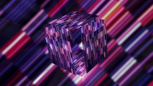 Carré violet et bleu vif en 3D