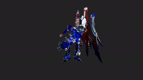Rotating Futuristic Sci-Fi Mecha Robot 3D Model Animation