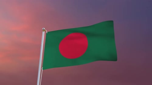 Waving Bangladesh Flag Animation with Realistic Cloth Physics