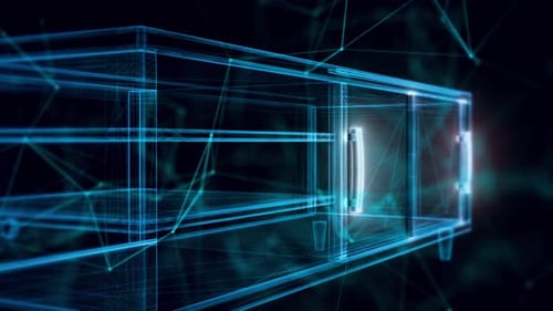 Wooden Tv Entertainment Unit Hologram Close Up 4k