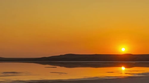 Sunset Over Salt Lake Chokrak in Crimea