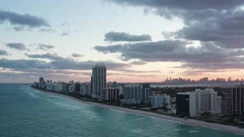 Evening Miami Beach Aerial 4K