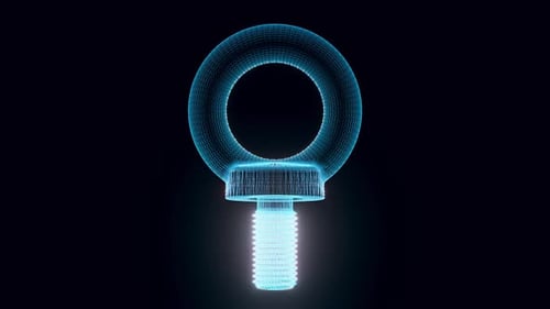 Futuristic Eyebolt Rotating Wireframe Design