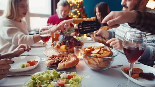 Friends and Family Gather for Christmas Feast