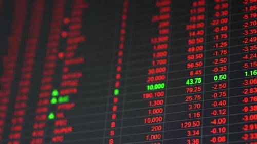 Stock market price board in economic crisis.