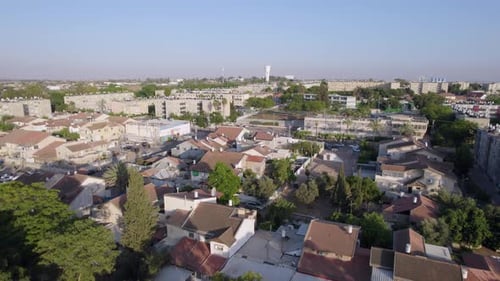 Tilt Aerial Drone Shot Of Brit Kehuna Neighborhood Netivot, Israel