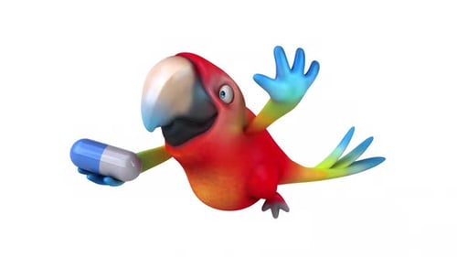 Animation amusante de dessin animé 3D d'un perroquet avec alpha