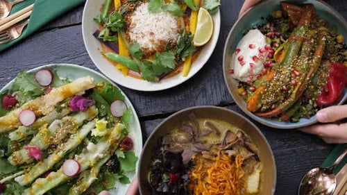 Overhead Shot of Healthy Food on Table
