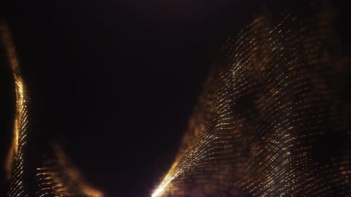 Abstract Glowing Golden Particle Wave Background
